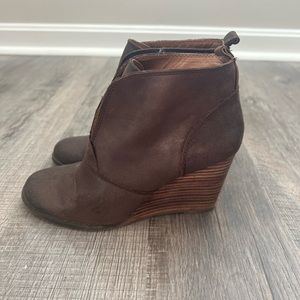 Lucky Brand Leather Wedge Booties